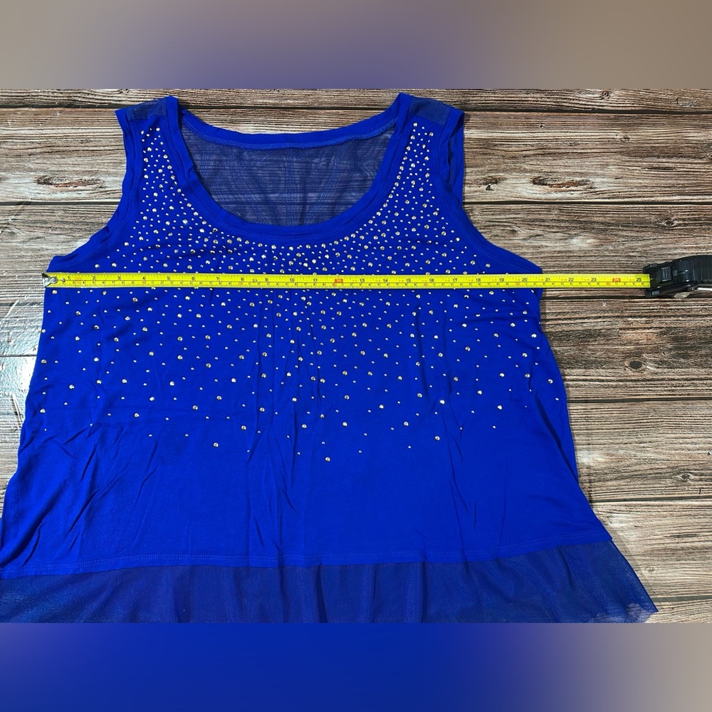 Jennifer Lopez Women’s 1X Royal Blue Embellished Tank Top Lightweight | SKU 0705 - Picture 3 of 7